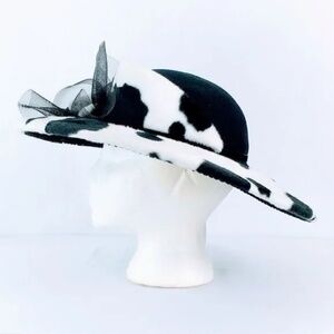 Mr. Hi's Classic Vintage Cow Print Wool Felt Cartwheel Hat - Deadstock